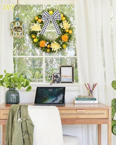 Vlorart 20-Inch Boxwood Wreath – Artificial Front Door Decor - Image 2