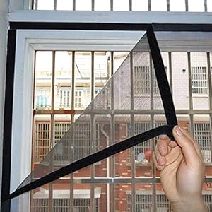 Divayanshi 120 GSM Insect Net, FIBREGLASS Black, 8x4 ft Window Mosquito Mesh Stitched Net Screen with Hook & Loop Tape