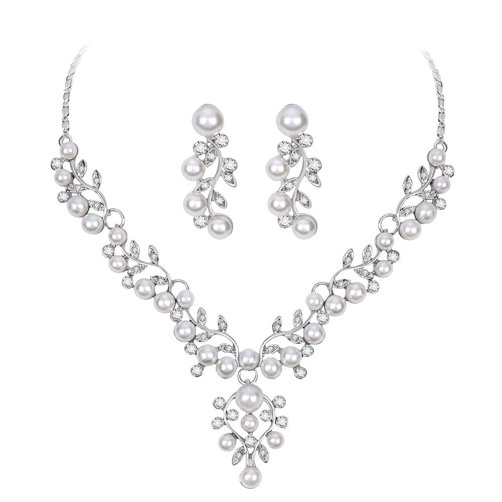 Cangall Braut Schmuckset für Damen, Strass Kristall Hochzeit Schmuckset, Glitzernde Halskette Anhänger Ohrringe Set, Braut Brautjungfer Schmuck Sets für Frauen Mädchen zur Hochzeit Verlobung Prom