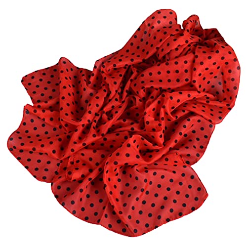 Generisch Bufanda de gasa suave con estampado de lunares para mujer, rojo, talla única