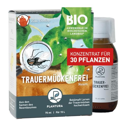 Plantura Bio-Trauermückenfrei Neem, hochwirksames Gießmittel gegen Trauermücken aus Neem, 75 ml für ca. 30 Pflanzen