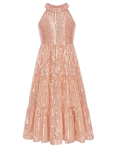 GRACE KARIN Mädchen Ärmellos Festlich Glitzer Festkleid mit Pailletten...