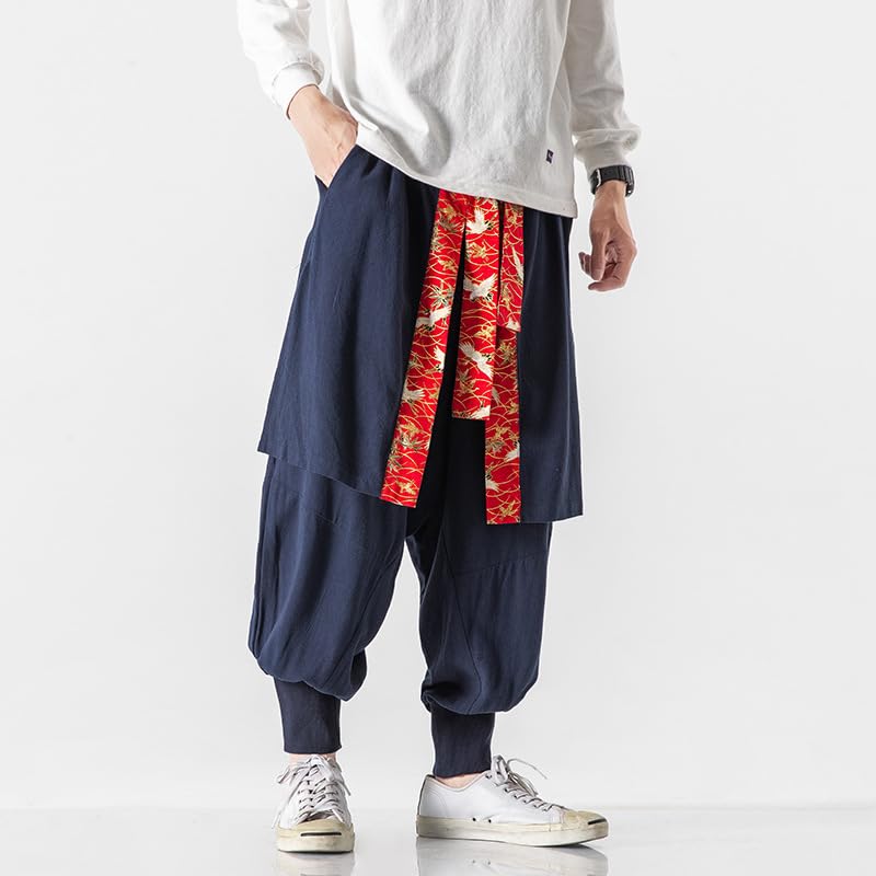 GUOYUXIAO Men's Pants Spring Chinese Style Autumn Wide-Leg Retro Trouser4