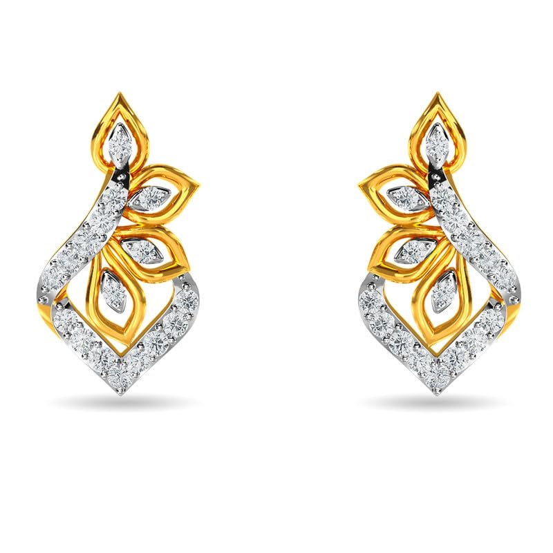 Image of KISNA JEWELS 14KT|18KT BIS Hallmark Pure Gold and Diamond Danglers Earrings For Women with Screw Back clouser