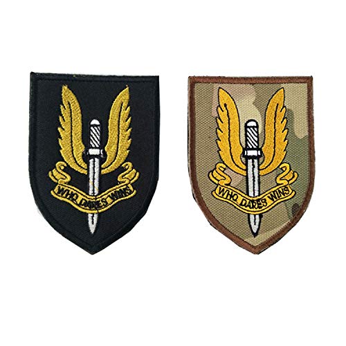 United Kingdom Special Air Service PatchesÂ British SAS Who Dares Wins Military Patch Fabric Embroidered Tactical Badges for Clothes with Hook & Loop (2pcs)