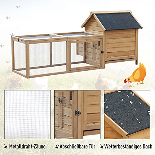GXK Hühnerstall Laufstall Auslauf Geflügelstall mit Stange Massivholz Nistkasten – Bild 5