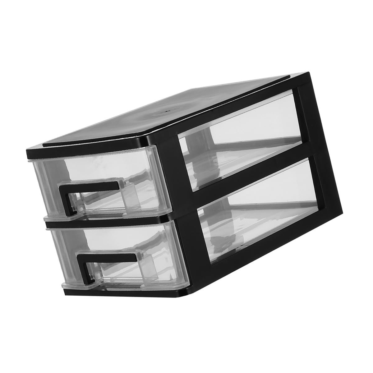 Caja organizadora de plástico PP negro que resuelve el desorden visual con cajones de dos capas