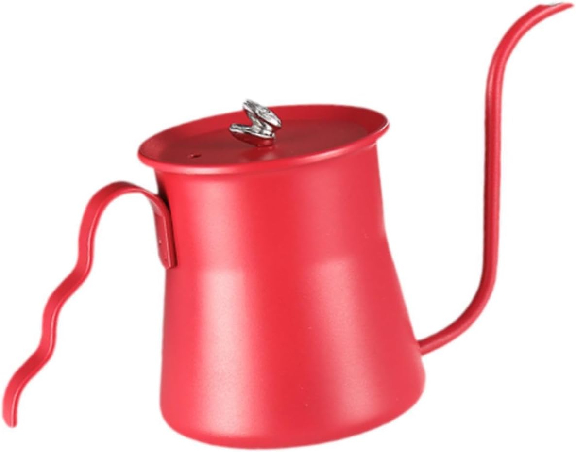 Drip Kettle Coffee Jug Heat Resistant with Heat Emission Hole Espresso Kettle Tea Pot for Household Travel, Red