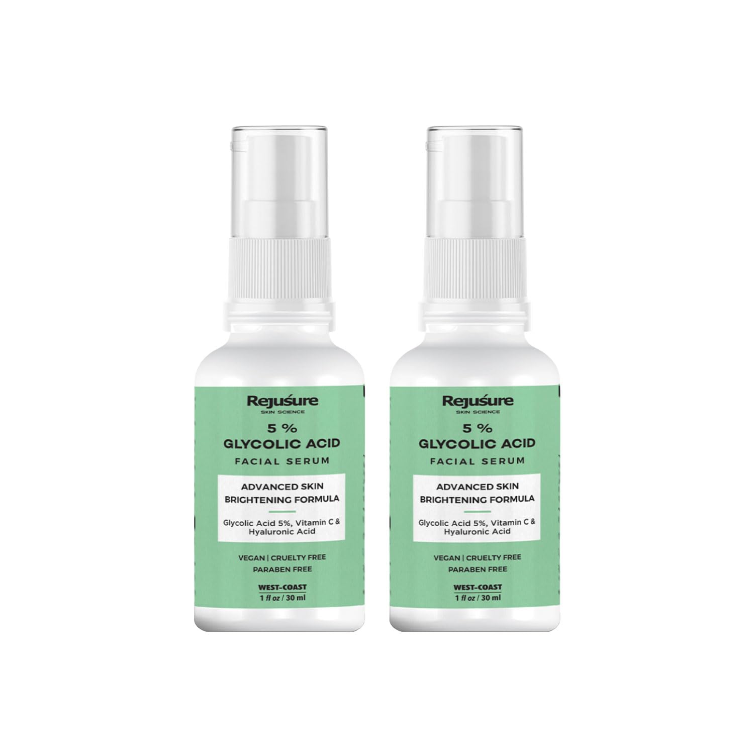 Rejusure Glycolic Acid Serum - Advanced Skin Brightening Formula – 30ml (Pack of 2)