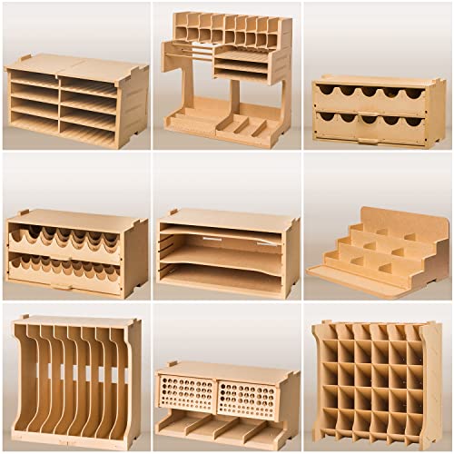 Bucasso Wooden Model Kit Tool Storage Rack, Wooden Paint Rack With Mdf Material, Model Tool Kit Organizer, Paint Organizer, Craft Supplies Storage, Brush/Tool Holder For Tamiya Gundam Tools, Gk2 #TOP7