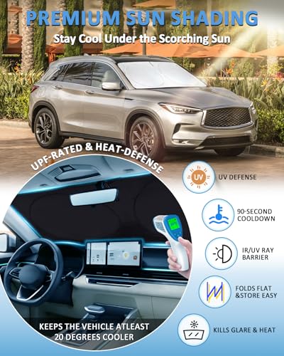 Image of Windshield Sun Shade for Infiniti QX50 2019-2026 QX55 Window Sunshade | Custom FIT QX55 Accessories Sun Visor Protector Foldable Blocks UV Rays