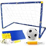 Viene con accesorios de portería de fútbol, ??una pelota de fútbol y una bomba.