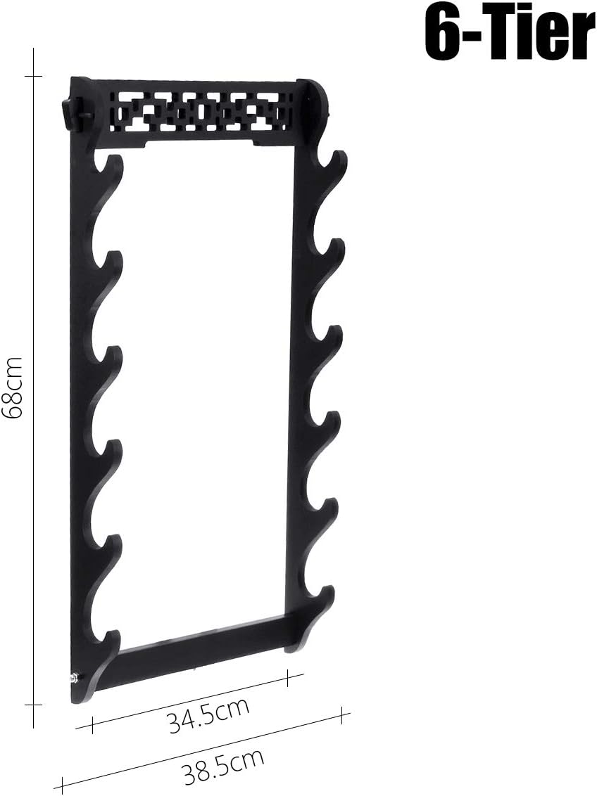 Sword Holder Wall Mount Samurai Sword Stand Display Katana Wakizashi Tanto Wall Hanger Sword Rack,6 Tier