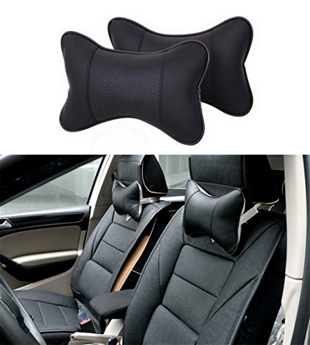 SameDream 2PCS Universal Car Neck Pillow Car Seat Pillow Breathable Auto Head Neck Rest Cushion Headrest Pillow Pad for Travel Car Seat & Home (Black)