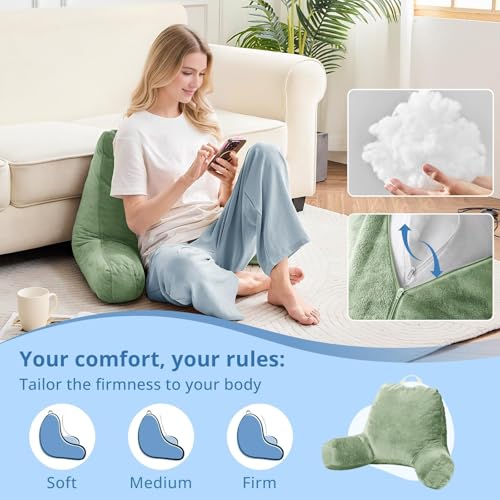 Image of Sasttie Reading Pillow for Bed, Back Pillow for Sitting Up, Sage Green