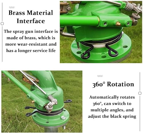 Aspersor de impacto de impulso resistente, aspersor de cultivos ajustable de 360° con juego de boquillas de repuesto para riego de áreas grandes en agricultura, césped, jardín y campo