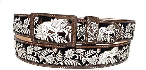 Men's Authentic Western Charro Horse Belt, Cinto Charro Vaquero Fino