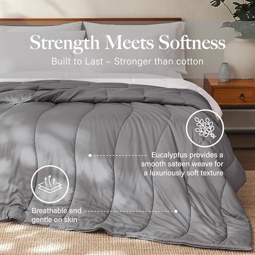 Image of Modern Threads Tencel Lyocell Luxury Ultra Soft Down Alternative Comforter, Platinum, Queen