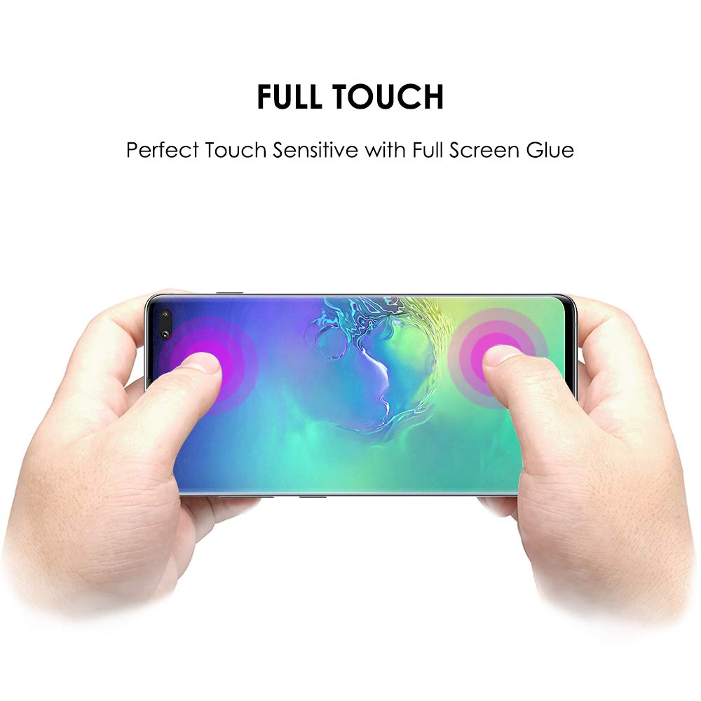 3 Pellicole Vetro Temperato UV Per Galaxy S10 Plus | 0,2mm Con Adesivo Liquido | Compatibile Impronta Digitale