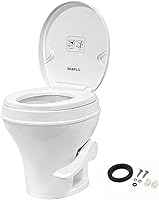 SEAFLO Residential Height RV Toilet 18.4" Gravity Flush Soft Close Seat SFRTPH-01-01 for RVs Campers Motorhomes 4-Year Warranty