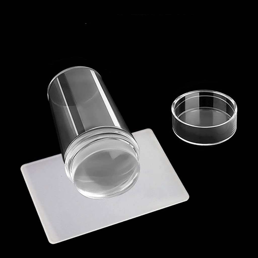 Nails Art Stamper Clear Silicone Stamping Jelly with Scraper Transparent Visible Body Not Different for Nails Decors Clear Stamper with Plates