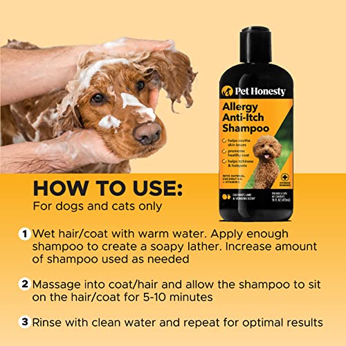 Pethonesty Allergy Anti-Itch Shampoo For Dogs And Cats - Help Reduce Itching, Moisturizing And Hydrating Essential Oils, Deodorizing Coat, Coconut Oil + Vitamin E - 16 Oz #TOP4