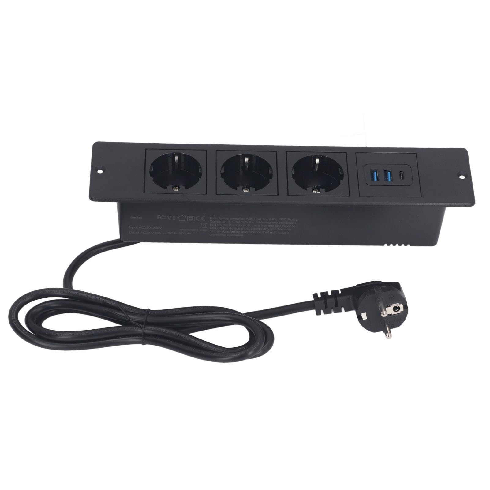 Keenso Presa a Scomparsa con 3 Prese e Porte USB (BLACK)