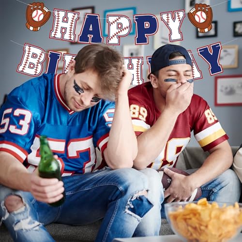 Image of Baseball Birthday Banner, Baseball Happy Birthday Banners, Sports Theme Birthday Party Supplies for Party Supplies Baby Shower Boys and Girls