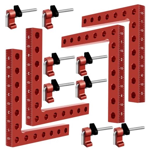 90 Degree Clamp, Cabinet Clamp, 5.5" x 5.5"(14 x 14cm) Aluminum Alloy Right Angle square Tool, Corner Clamps for Woodworking Tools, Right Angle Clamp, Drawers, Picture Frame (4pack)
