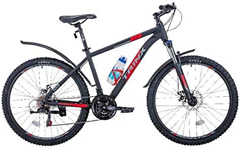 Trinx Mountain Bike 26" Shimano 21-Speed with Mudguard,Bottle, Saddle Bag,Lock,Tool. M136 New (Black/Red, 19")