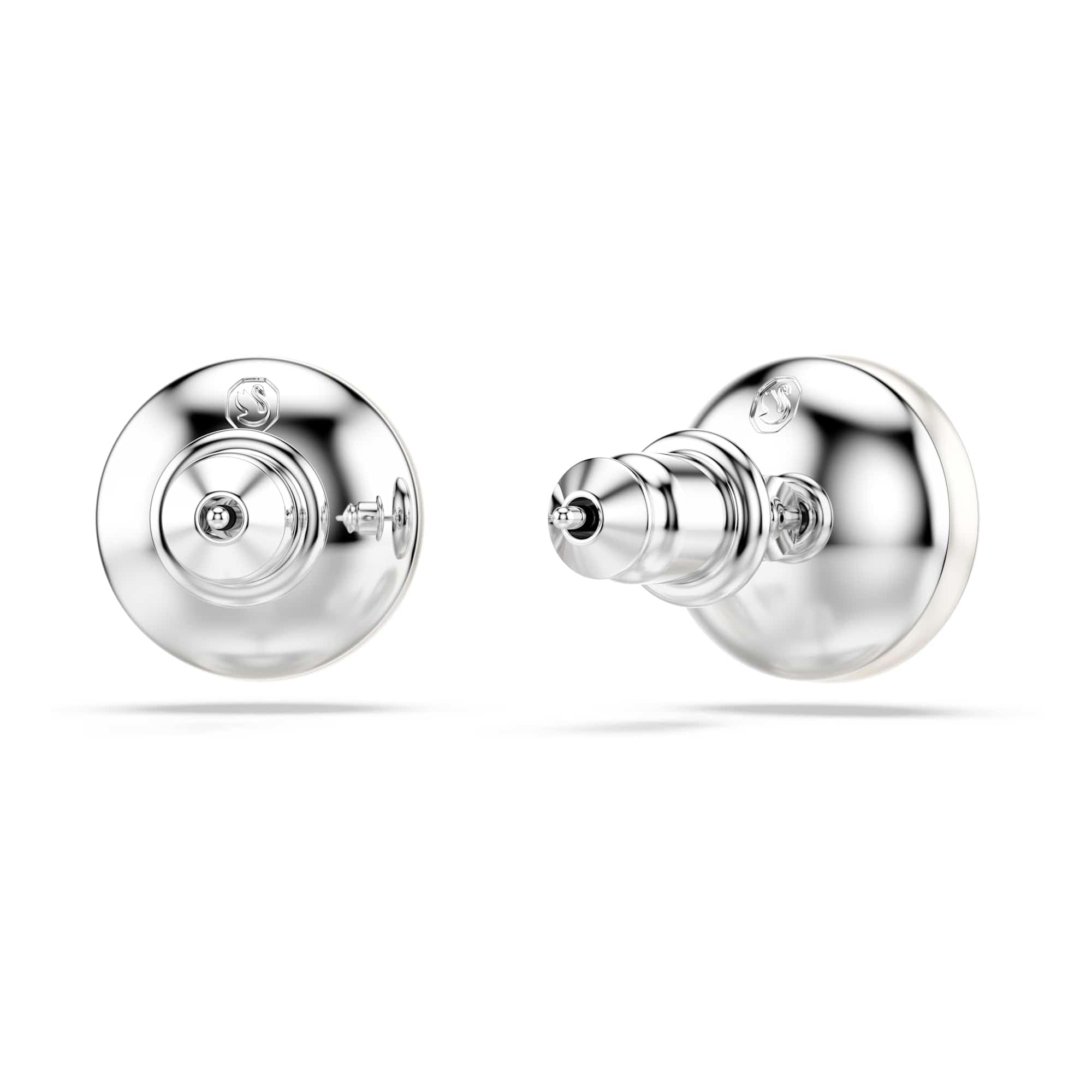 Swarovski Pendientes de botón Matrix, Perla de cristal, Blancos, Baño de rodio