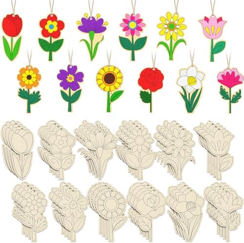 Amazon.com: Unfinished Wooden Cutouts 8 Styles Butterfly Bee Sunflowers ...