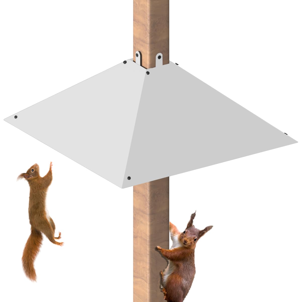Muiltvoe Metal Squirrel Baffle for 4x4 Post, Outside Wooden Pole Mount Squirrel Guards for Bird Feeders, 17 Inch Squirrels Deterrents Stopper to Deter Racoons, Black, 1pcs
