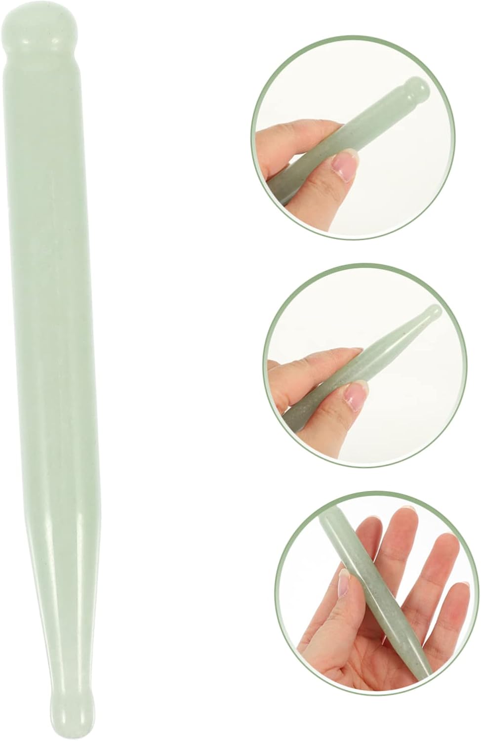 Jade Massage Stick 4.72In Natural Stone Back Neck Shoulder Massager Tool for Pain Relief and Blood Circulation