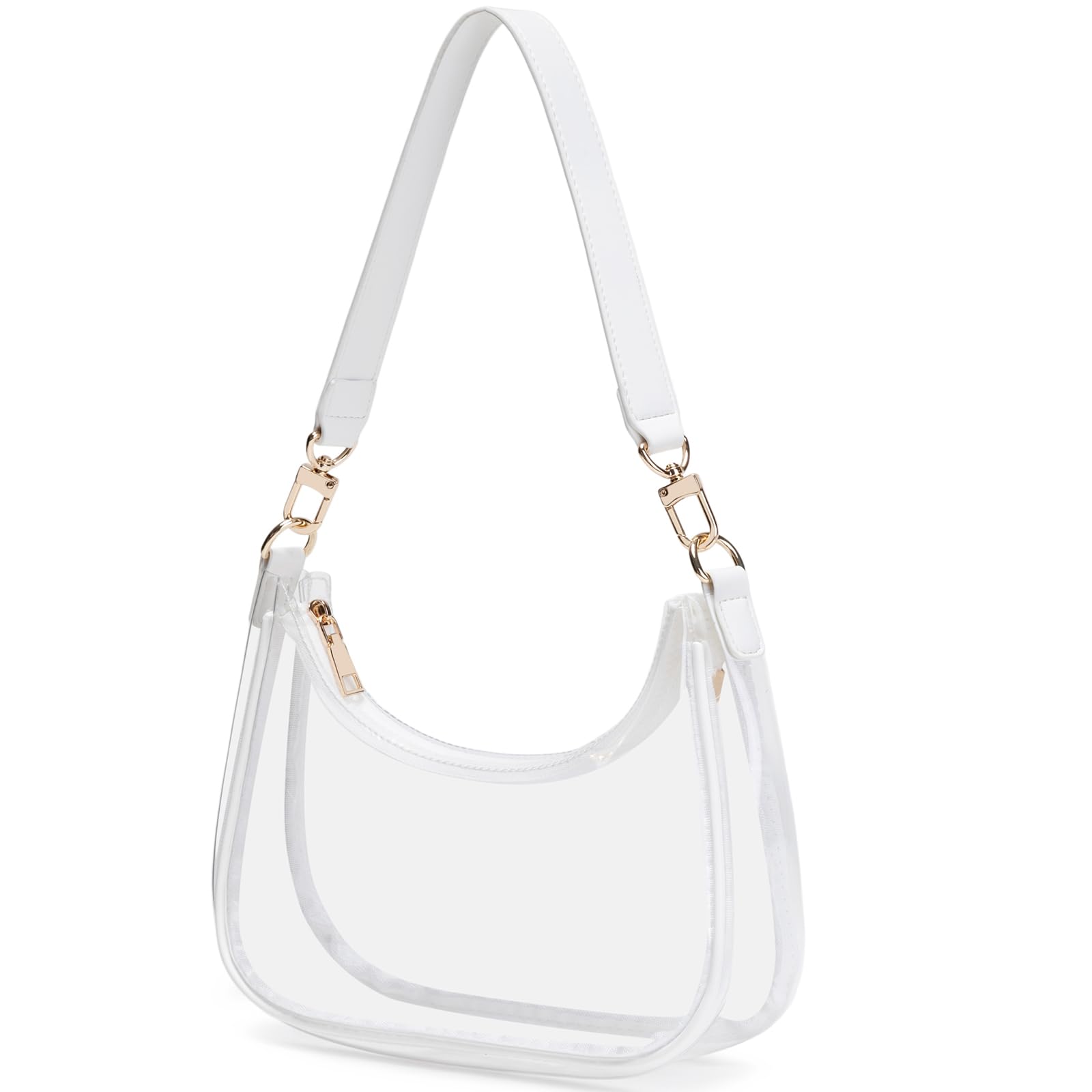 Women's Shoulder Bags Cute Hobo Purses Vintage Handbags, Clear-white view 2