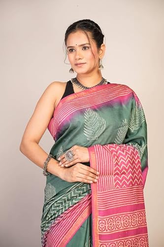 Anuttara green bhagalpuri silk saree – image 5
