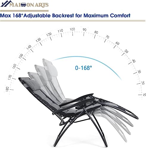 Image of STAR WORK Stainless Steel Zero Gravity Chair, Lawn Chair Recliner Lounge, Portable Camping Folding Beach Chair With Removable Pillow (Grey Star)