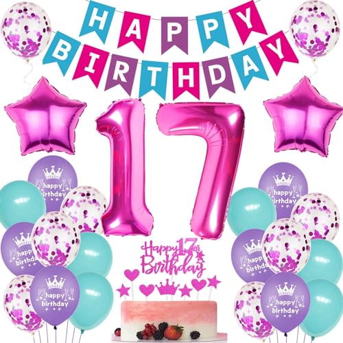 Balões de aniversário 17 rosa, balões menina 17 aniversários, decoração 17 aniversário rosa, 17 anos decoração de aniversário rosa, balões de 17 aniversário menina rosa, decoração para bolos 17