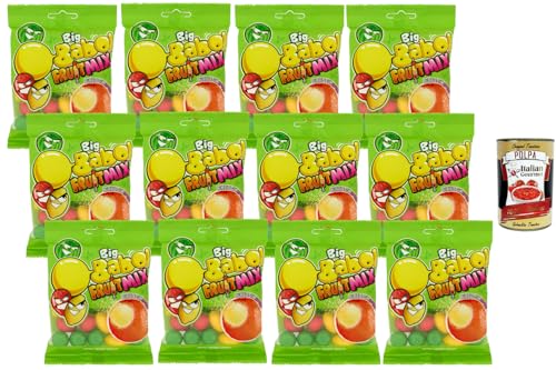 Italian Gourmet Bundle Big Babol Fruit Mix 12x80g + Italian Gourmet Polpa – fruchtige Kaugummi Kugeln mit Bubble-Gum-Geschmack, gemischte Fruchtaromen, Vorratspackung 960g