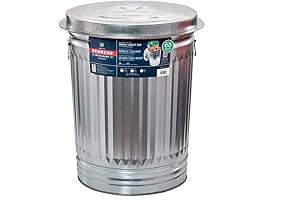 31-Gallon Galvanized Steel Trash Can - Trash can with lid - Galvanized...