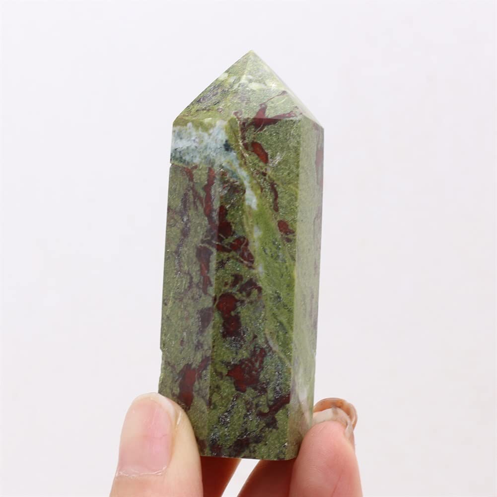 XEWZSVSU Natural Dragon Bloodstone Point Wand Crystal Pillar Tower Ore 1PC Beautiful Crystal