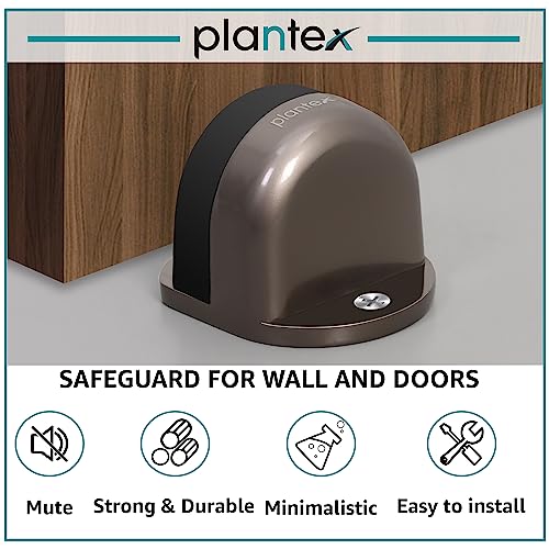 Image of Plantex Premium Floor Mounted Door Buffer /Sound Dampening Rubber Buffer for Bed Room /Living Room /Kitchen /Bathroom Door /Stops for Door - Pack of 1 (Satin Black)