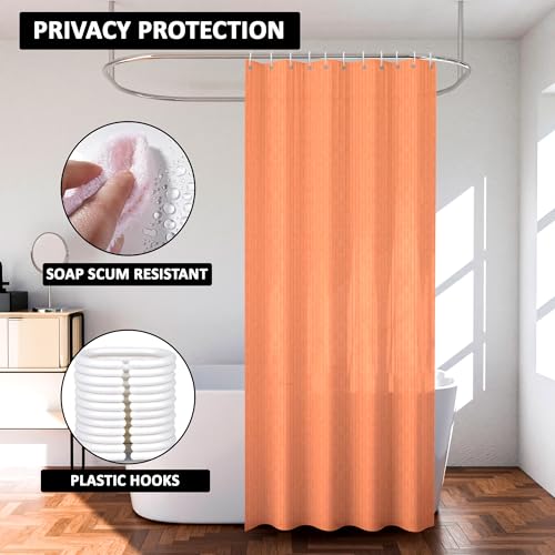 Image of Kuber Industries (Pack of 3) Shower Curtain | 7 Feet | PVC Waterproof Window Curtain | Bathroom Shower Curtain | AC Curtains | Bathtub Curtains | 8 Rings Curtain | Lining | Orange