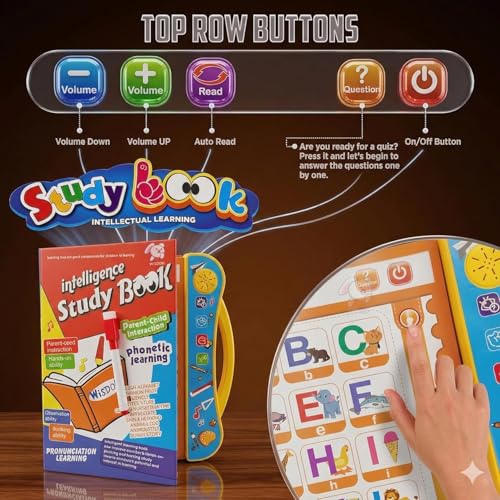 Image of Alphabet Learning Book for Kids - Interactive Talking Sound Book with Music | ABC Letters, Numbers&Shapes Educational Toy | Preschool Learning for Toddlers Boys Girls
