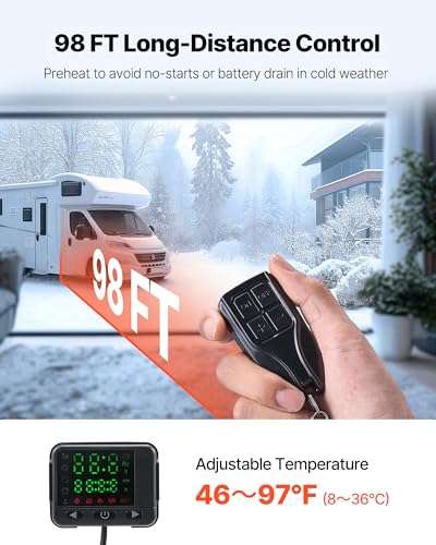 Image of VEVOR 8KW Diesel Heater, DC12-24V, Fast Heating Diesel Air Heater, with Remote Control and Color Digital Display, 10L Fuel Tank, Low Noise, Voice Announcement, for RV, Truck, Boat and Trailer