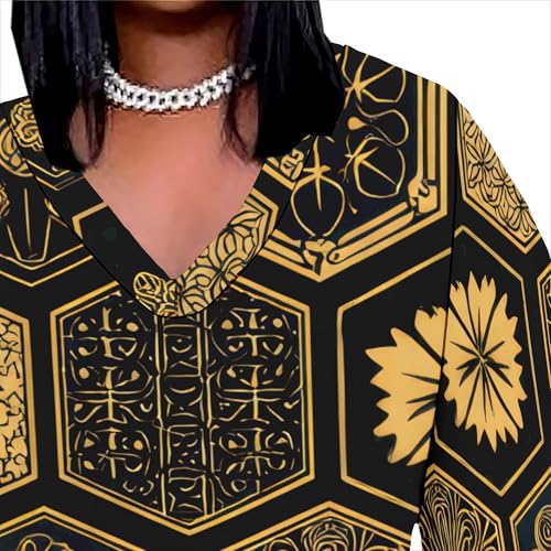 Image of Womens African Dresses Sexy Casual T-Shirt Dresses Long Sleeve Oversized Baggy Summer Sundress