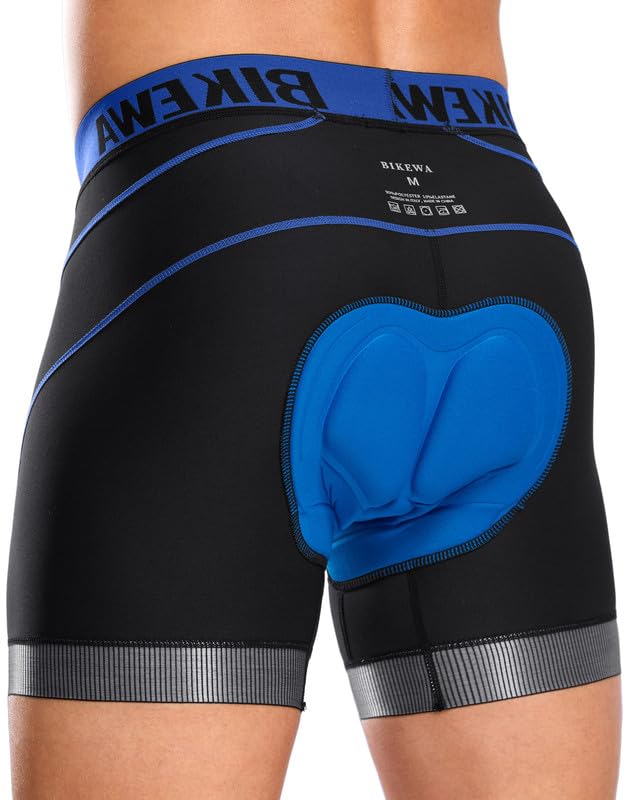 Bikewa Men's Cycling Underwear with Anti-Slip Leg Grips 4D Padded Bike Shorts...
