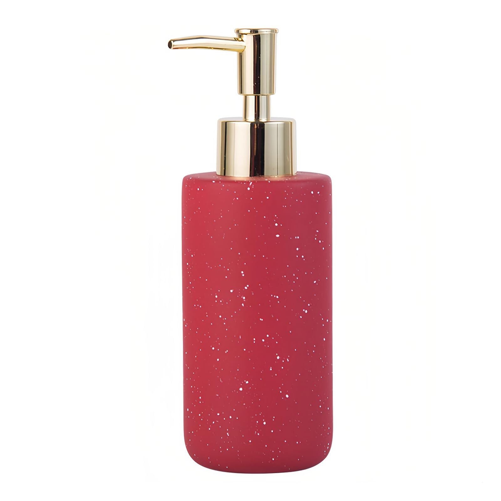 Bathroom Countertop Soap Ceramic 400ml Lotion Bottle With Pump For Barthroom Kitchen Decor and Accessories(Red)