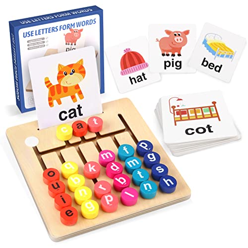 Holz Labyrinth Buchstaben Lernen Brettspiele ab 2 3 4 5 6 Jahre - Scrabble Buchstaben Lernspiele Montessori Spielzeug Pädagogisches Holzbuchstaben für Kinder Junge Mädchen Cover