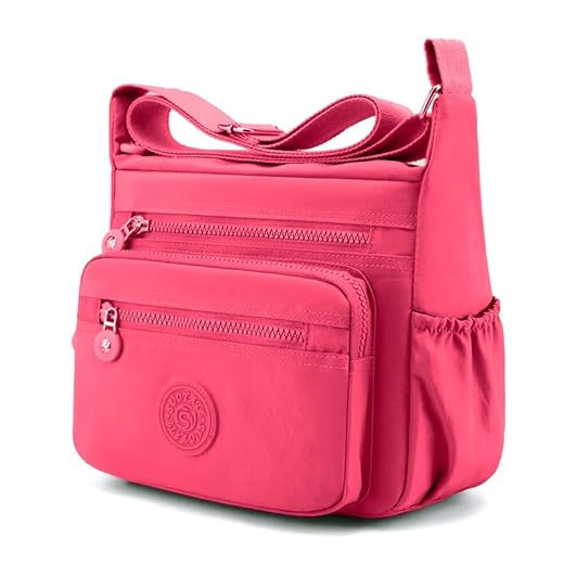 Bolsa Feminina Transversal Nylon Tiracolo Pequena com alça De Ombro (Coral)